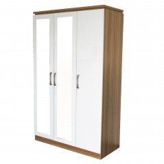 DC Conrad 3 Door Mirrored Wardrobe White/Oak